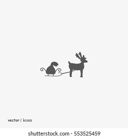 deer with sledges, icon