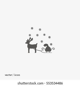 deer with sledges, icon