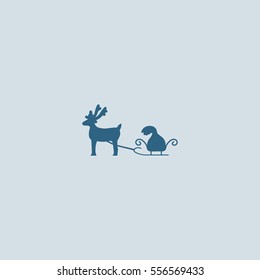 deer with sledges, icon