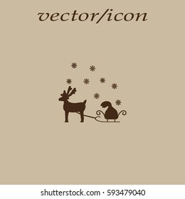 deer with sledges, icon
