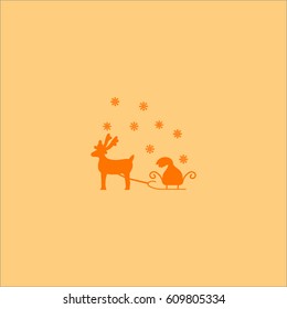 deer with sledges, icon