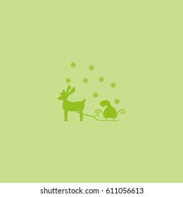 deer with sledges, icon