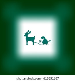 deer with sledges, icon