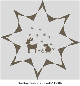 deer with sledges, icon