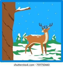 deer in snow forest