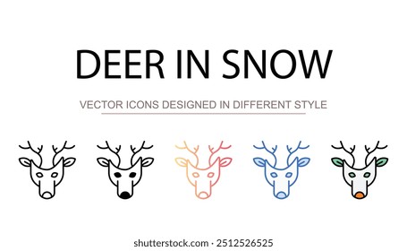 Deer in Snow icon design with white background stock illustration
