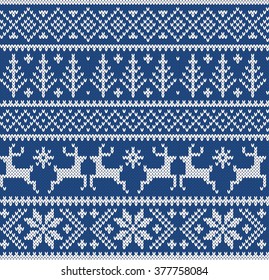 Deer, snowflake. Seamless Knitting Pattern