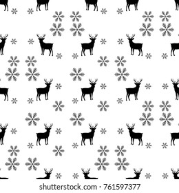 Deer and snowflake seamless pattern. Fashion graphic background design. Modern stylish abstract texture. Vector illustration