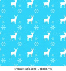Deer and snowflake seamless pattern. Fashion graphic background design. Modern stylish abstract texture. Vector illustration