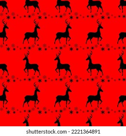 deer and snowflakes seamless pattern, vector graphics