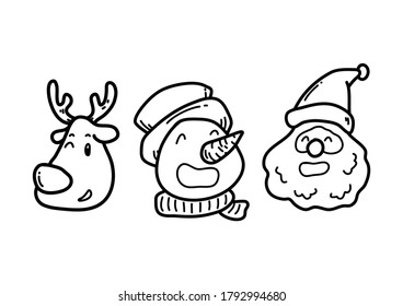 Deer, snowman, santa, christmas concept is vector on white background