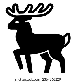 Deer solid icon, worldwildlife concept, deer vector sign on white background, horned forest deer glyph style for mobile concept and web design. Vector graphics