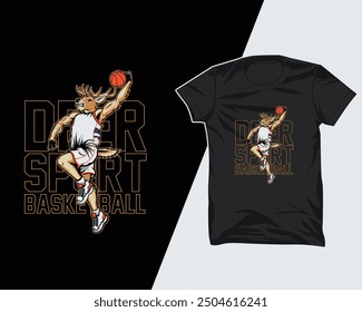 Deer Sport Basketball T-Shirt Design