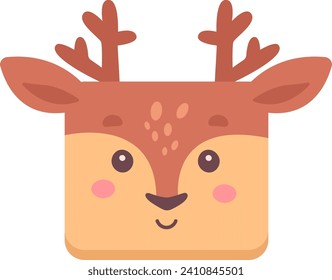 Deer Square Face Vector Illustration