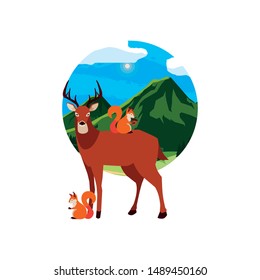 deer and squirrel happy autumn season design