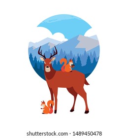 deer and squirrel happy autumn season design
