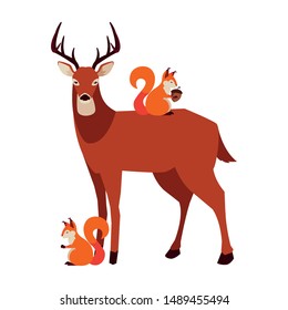 deer and squirrel happy autumn season design