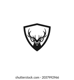 Deer, Stag, Antelope, Antlers, Horns And Shield Logo Design Inspiration Hunting Protection