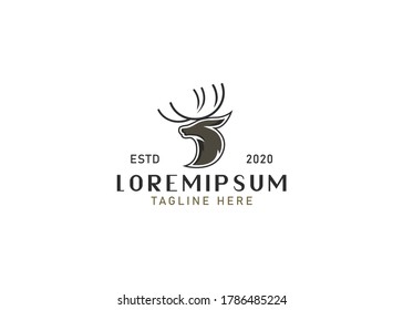 Deer Stag Buck Reindeer Elk Antler Wall and Hunting logo design inspiration