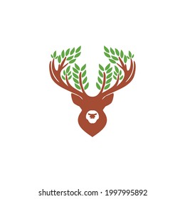 Deer Stag Buck Reindeer Elk Antler Wall Hunting logo design inspiration