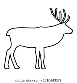 Deer stag contour outline line icon black color vector illustration image thin flat style