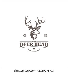 Deer Stag Head Logo Design Vector Image