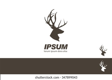 Deer Stag Head silhouette quality label branding design template. 