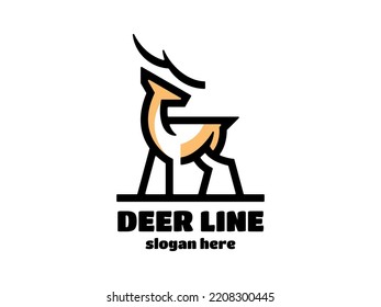 Ilustración del logotipo del estilo de línea negrita de Deer Stag Premium