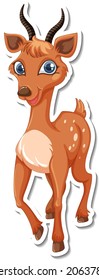 Deer standing cartoon character sticker illustration