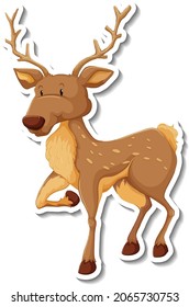 Deer standing cartoon character sticker illustration