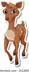 Deer standing cartoon character sticker illustration
