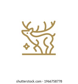 deer star monoline outline logo vector icon illustration