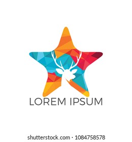 Deer star shape logo design.