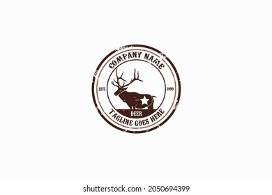 Deer with star Vintage Retro Emblem Concept Logo