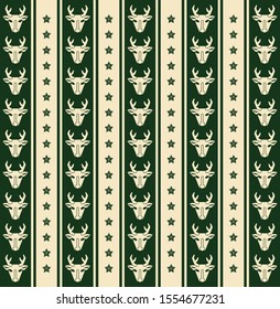 Deer and the stars seamless pattern ornament. Seamless winter background.
