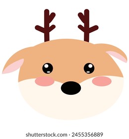Deer sticker head kawaii animal isolated on white background