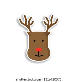 deer sticker icon. Elements of Chrismas in color icons. Simple icon for websites, web design, mobile app, info graphics