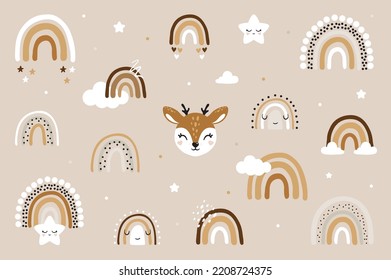 Deer sticker kids room decor cute portrait poster logo kids room decor t-shirt design print nursery rainbow eyes nose little sweet art room decor wall design abstract inspiration sketch nature cloud
