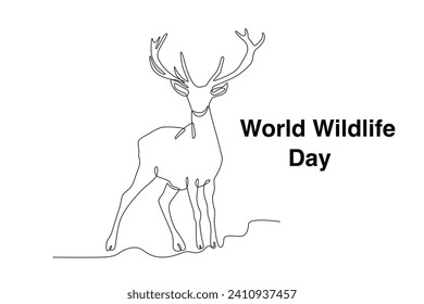 A deer stood gallantly. World Wildlife Day one-line drawing