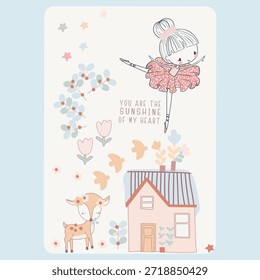 veado Stricker vetor com boneca e design de casa com um fundo azul ilustrações 