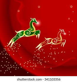 Deer stylized for christmas card. Vector.