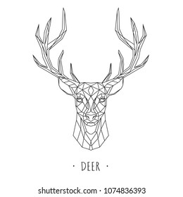 Deer stylized triangle polygonal model. Vector illustration