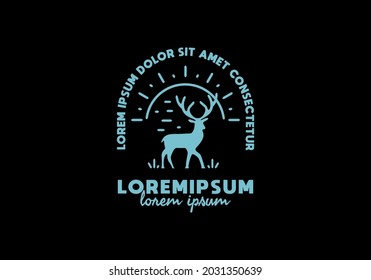 Deer and sun line art with lorem ipsum text design