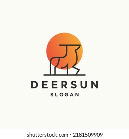 Icono de logotipo de Deer sun plantilla de diseño ilustración vectorial