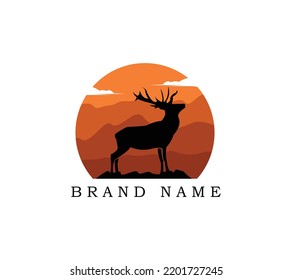 Deer And Sunset Logo simple