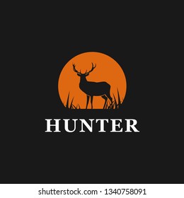 Deer sunset wildlife logo design