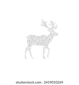 The deer symbol filled with black dots. Pointillism style. Vector illustration on white background