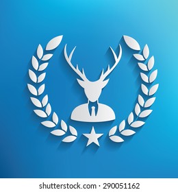 Deer symbol on blue background,clean vector