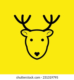 Deer symbol - vector, Illustration of a cute  Christmas deer