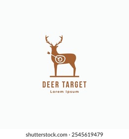 Logotipo alvo cervo com espaço negativo ícone de vetor de seta ilustração